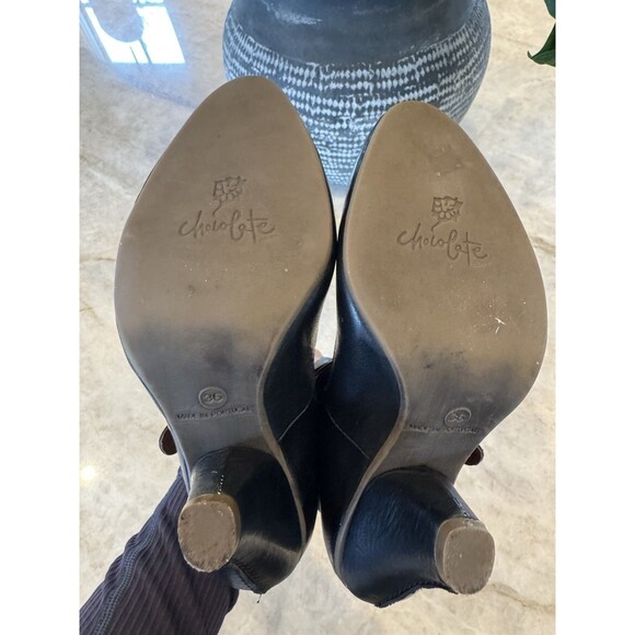 Chocolate Negro Portugal Pumps Black Leather Vintage Strap Maryjane 5.5 Coquette - Picture 11 of 16